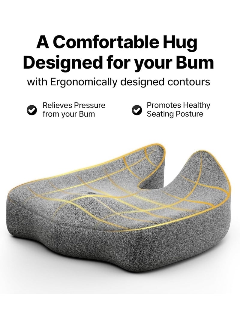 مخدة جلوس طبية فوم ميموري لدعم أسفل الظهر وتخفيف ضغط العصعص، وسادة كرسي مريحة للجلوس الطويل 18×18×4 بوصة - Image 4